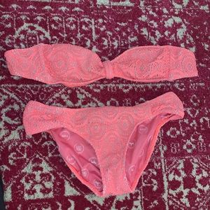 Pink strapless bikini